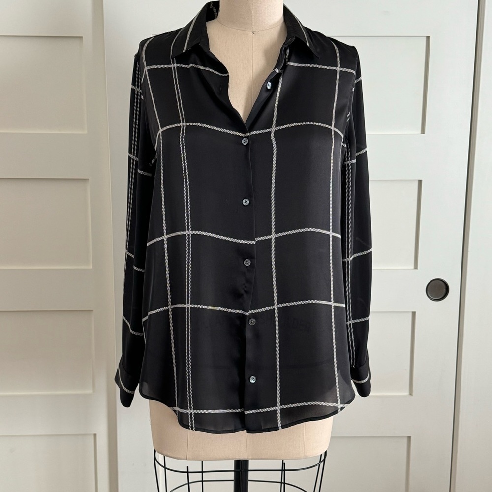 Equipment loose-fit silky windowpane top